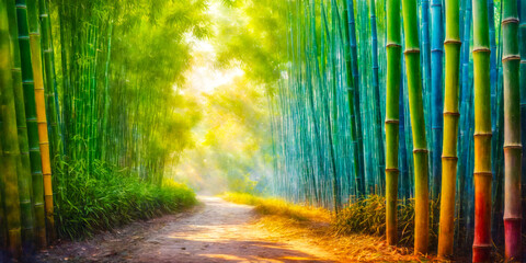 Naklejka premium Serene Bamboo Forest Path