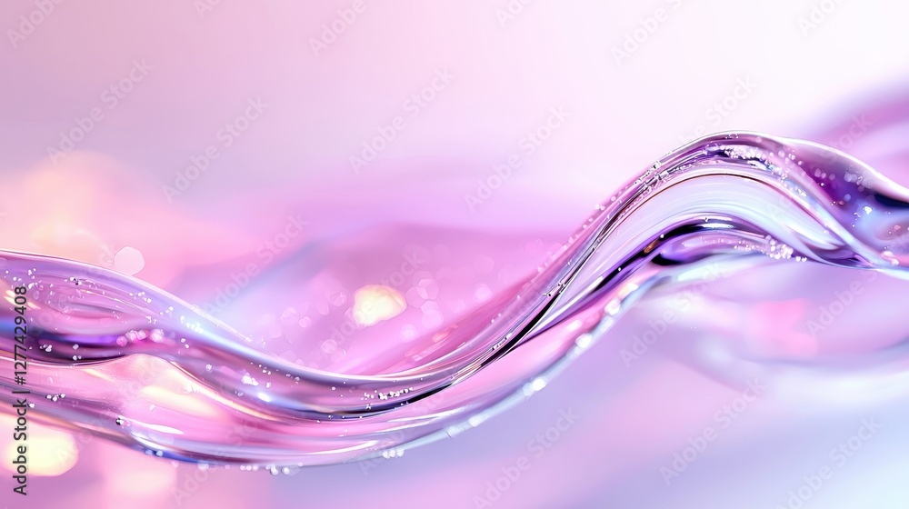 Poster a soft, flowing wave of translucent purple liquid, illuminated with gentle lighting, creating a sere