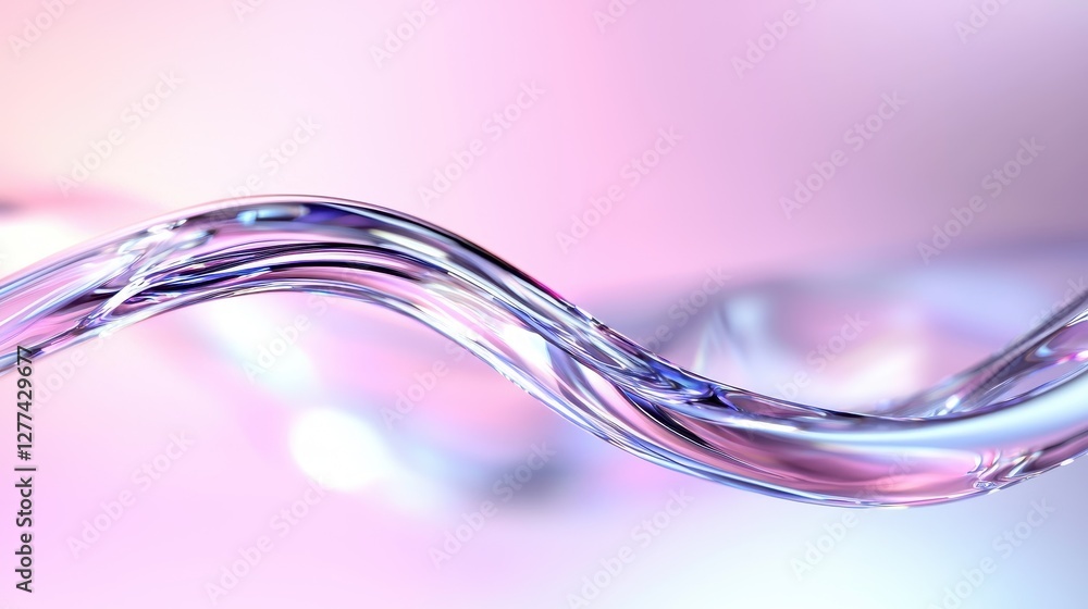 Poster a close-up view of a smooth, wavy water surface reflecting soft pastel colors, creating a serene and