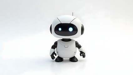 Cute Mini ai robot isolated on white background