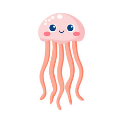 cute jelly fish vector for kids with white background