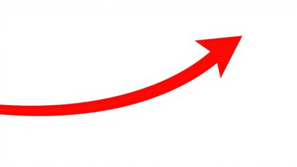 a bold, red arrow that curves upwards and to the right, displayed on a white background.