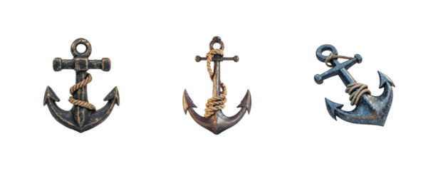 Vintage Style Anchors with Rope Details for Nautical Decor