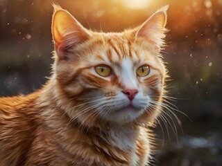 Golden Hour Ginger Cat Portrait