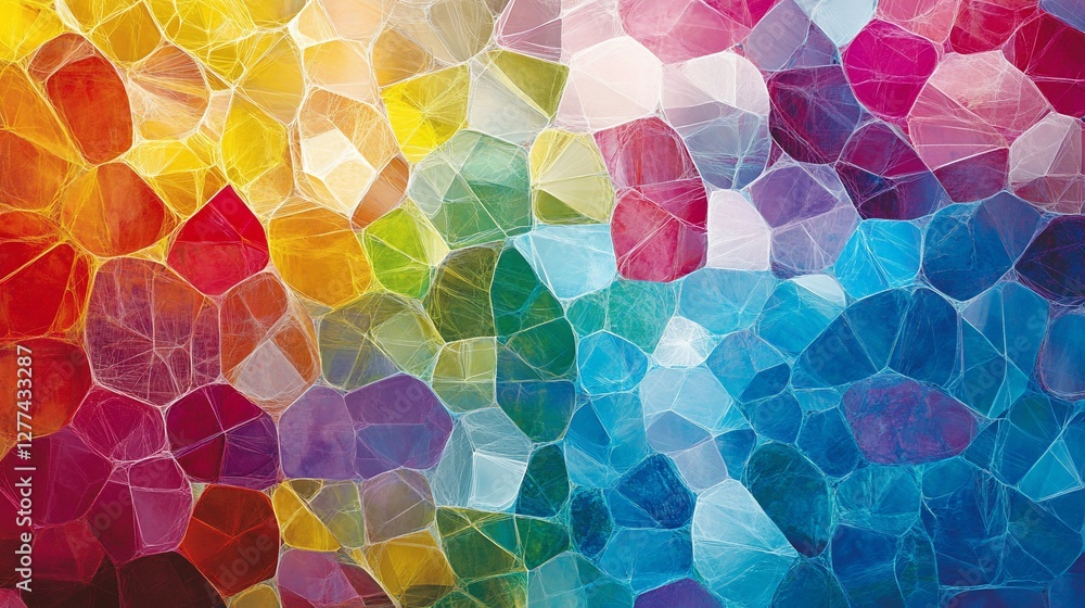 Poster colorful abstract mosaic: vibrant geometric pattern with dynamic color blends