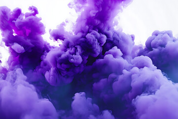 Obraz premium A vibrant display of purple smoke swirling and billowing against a light background.