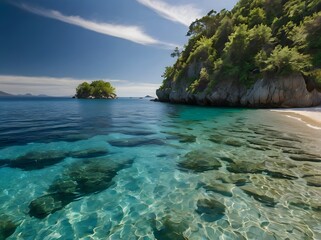 Secluded Beach Cove  Crystal Clear Water  Summer Vacation