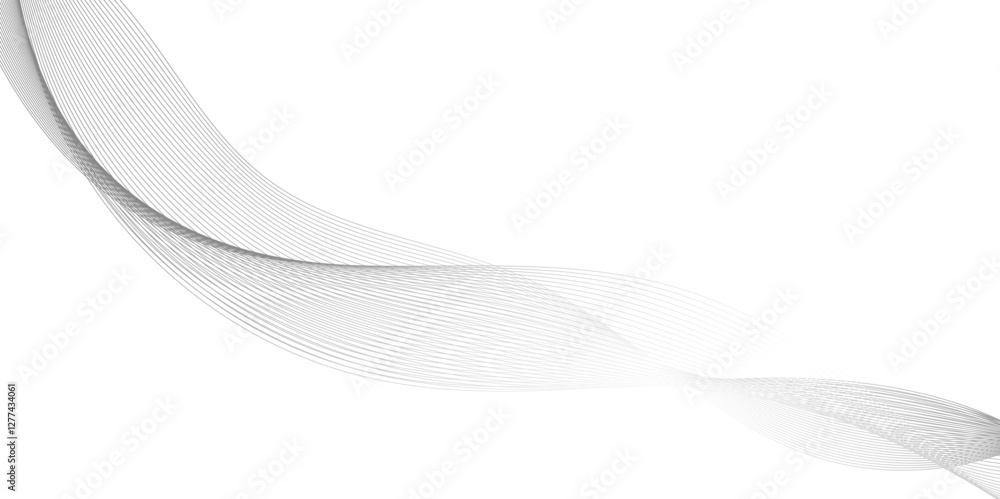 Poster abstract grey wave line texture background, black gradient smooth curve shape isolated on transparen