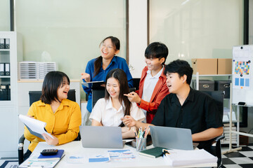 Professional teamwork as business colleagues engage in strategy, planning, and discussion, showcasing growth