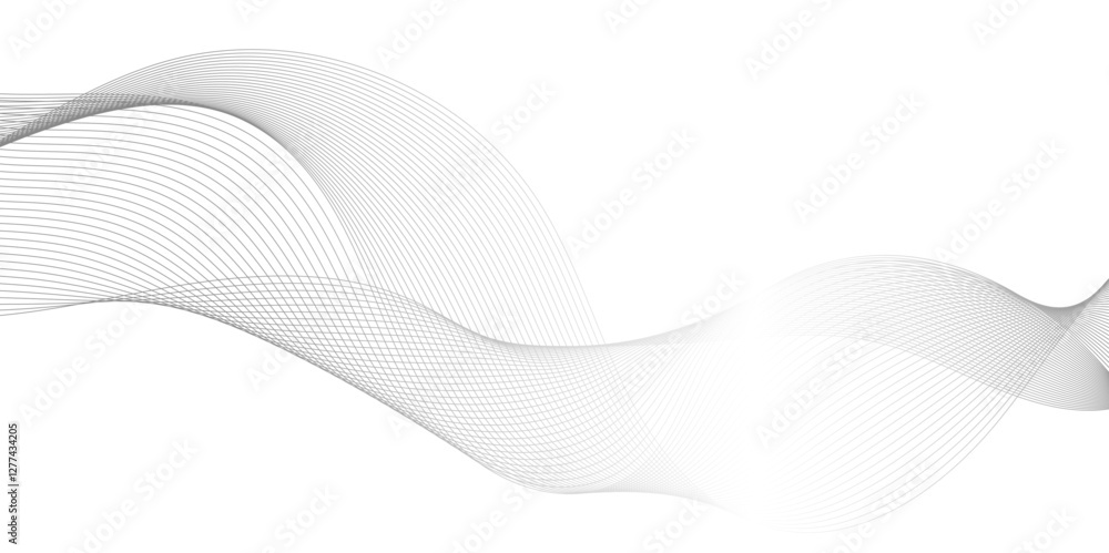 Poster abstract grey wave line texture background, black gradient smooth curve shape isolated on transparen