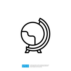 Minimalistic Globe Icon Illustration for Educational and Exploratory Purposes with Abstract Design in Black and White