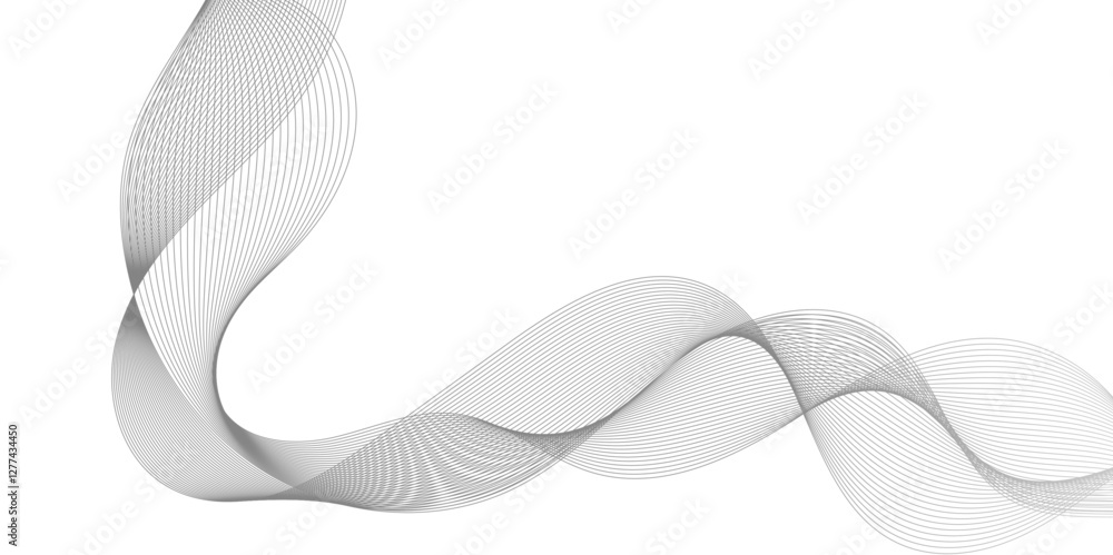Poster abstract grey wave line texture background, black gradient smooth curve shape isolated on transparen