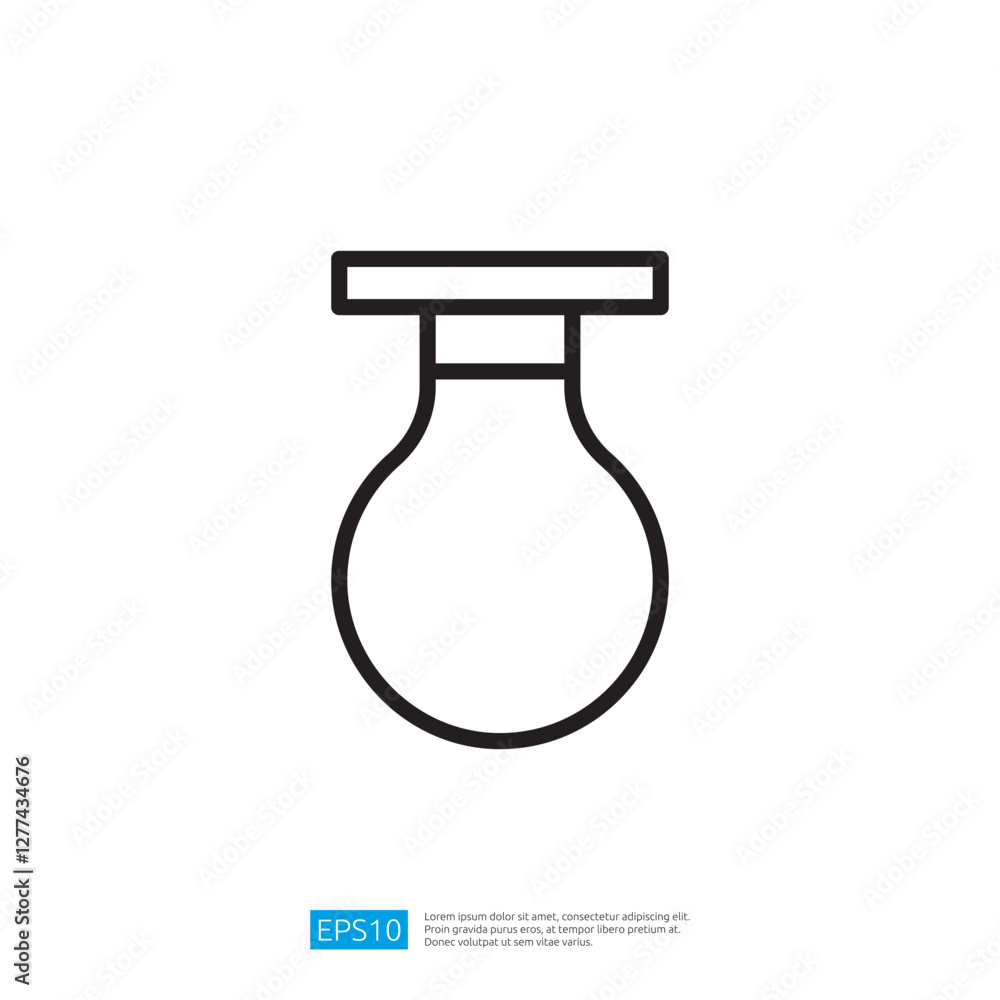 Poster simple outline icon of a lightbulb symbolizing ideas and creativity with minimalist design on white 