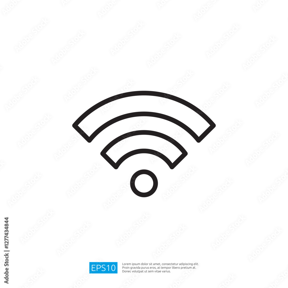 Poster wireless internet connectivity icon with signal waves representing digital communication in modern t