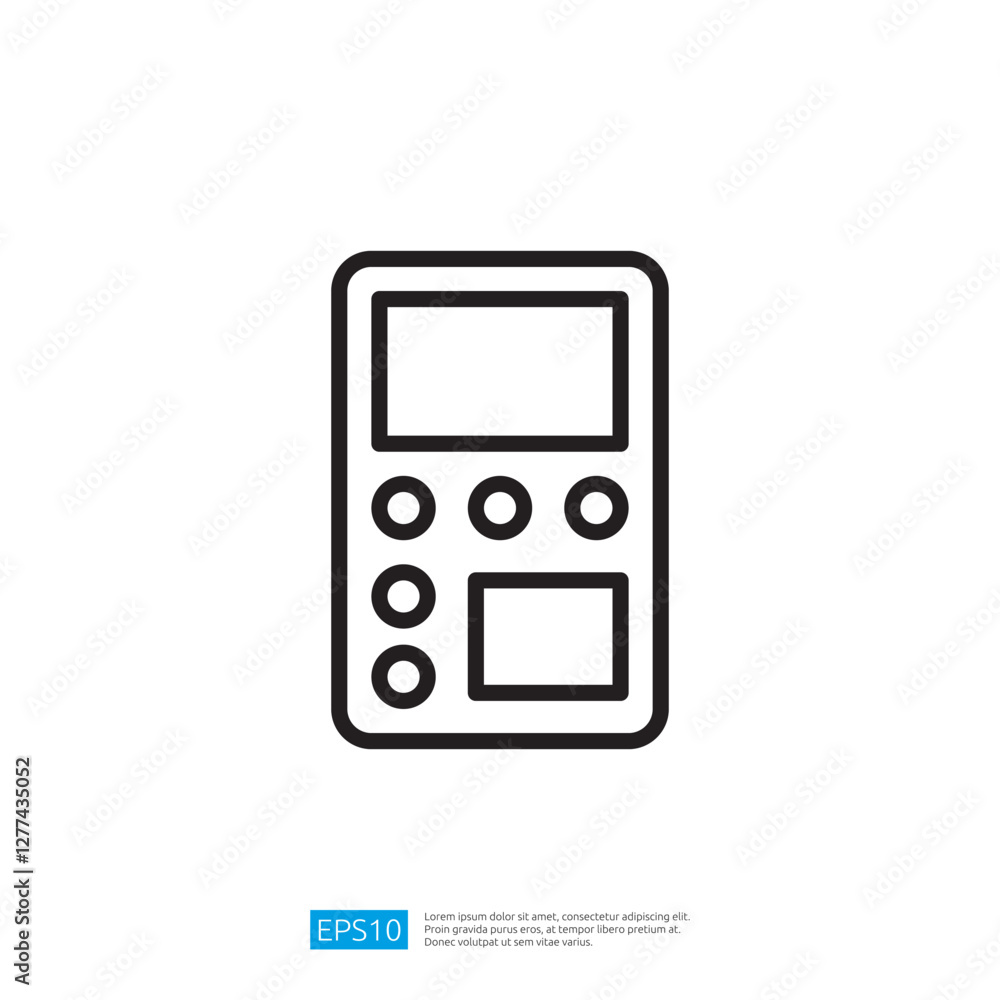 Poster minimalist digital device icon with simple user interface elements in monochrome style