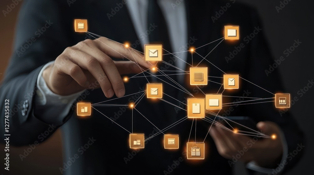 Poster global network connection: digital business and data management