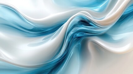 Abstract blue and white flowing liquid wave background.