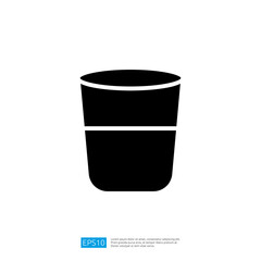 Minimalist Black Cup Icon with Clean Lines for Modern Design, Suitable for Kitchen or Restaurant Use