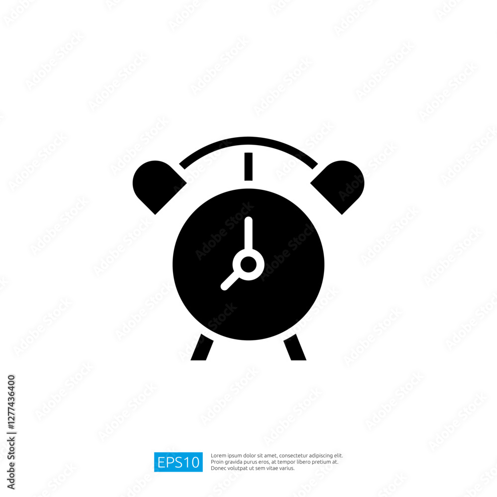 Poster clock icon representing time management and scheduling for notifications and reminders in modern lif