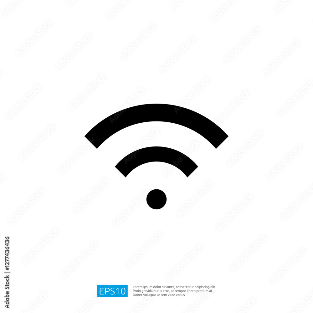 Poster wireless signal strength icon representing connectivity and communication technology in modern graph