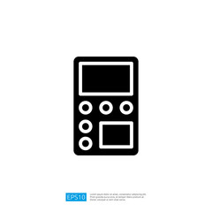 Basic Calculator Icon for Business and Educational Use Featuring Function Buttons and Display Screen in Black and White Design