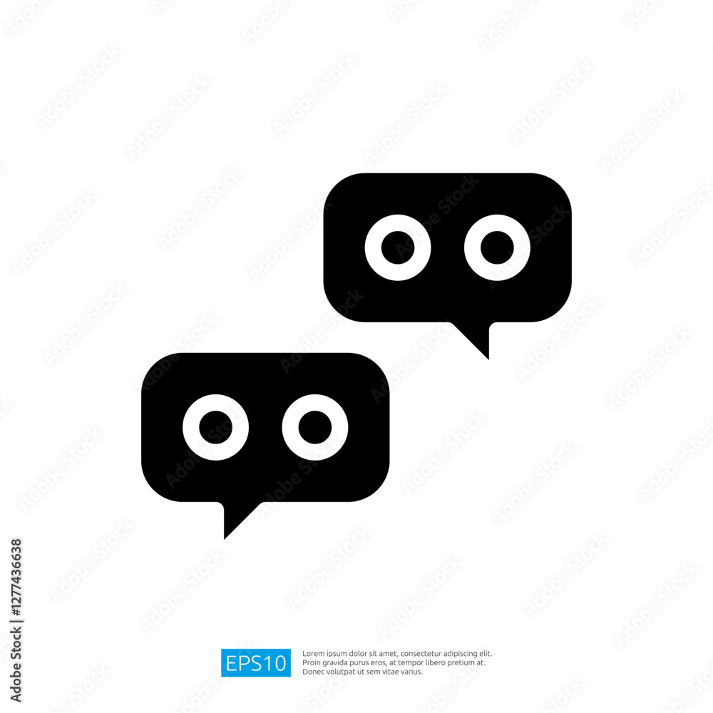 Poster communication icon featuring two speech bubbles for digital interaction and message exchange in mini