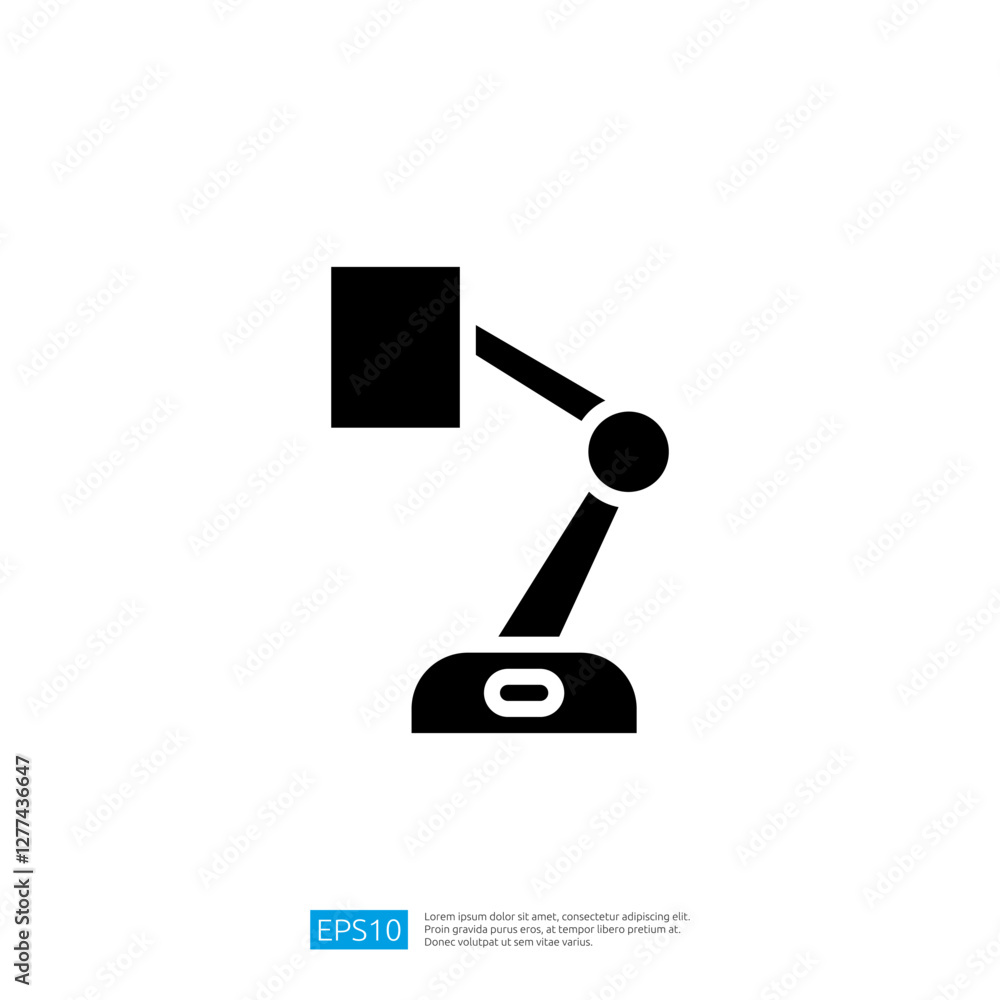 Poster modern adjustable desk lamp icon in simple minimalist design ideal for creative workspace and contem