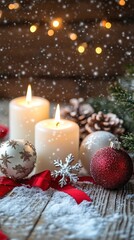 Festive Christmas Candles  Ornaments   Snow