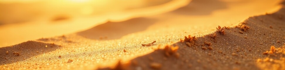 Fototapeta premium Dry, sun-baked sand, fine texture, intense sunlight, detail, heat