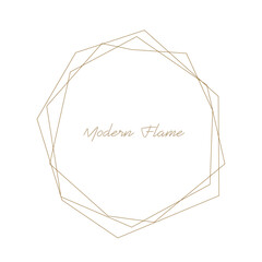 ウェディング・ロゴ・名刺に使えるシンプルな幾何学フレーム(ゴールド)