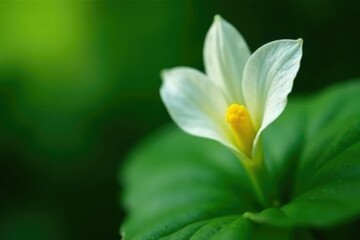Delicate flower petals of Polygonatum unfold on a lush green leaf, flower, polygonatum