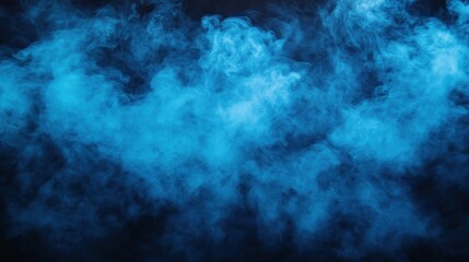 Fototapeta premium Abstract blue smoke texture on black background.