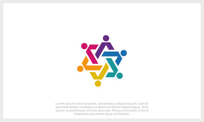 Community logo icon vector isolated. Abstract people colorful logo icon design minimal style illustration.