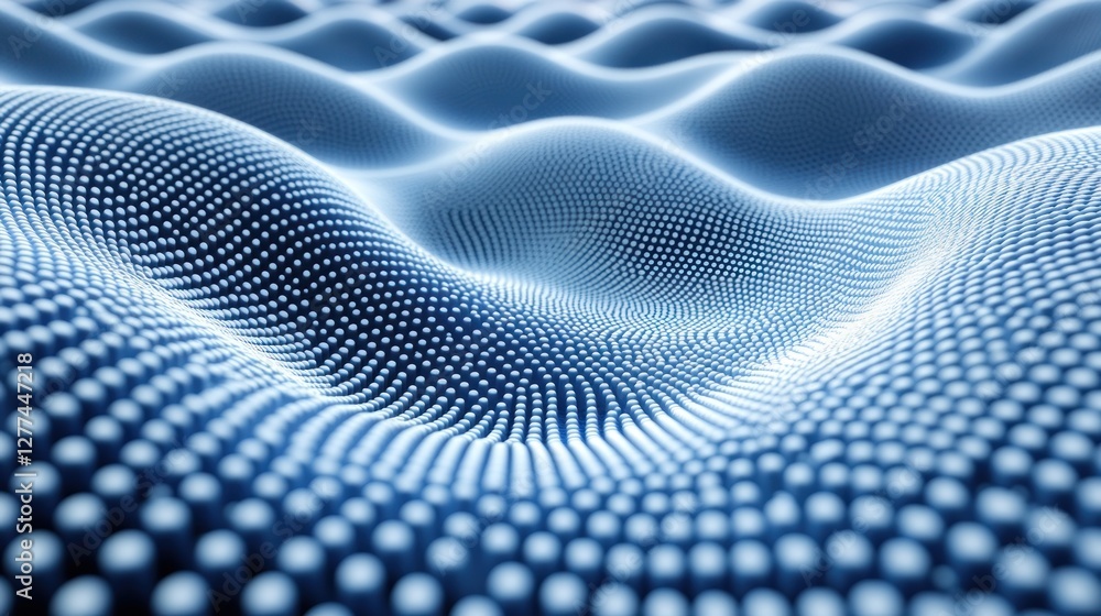 Poster abstract blue wave pattern of connected dots.