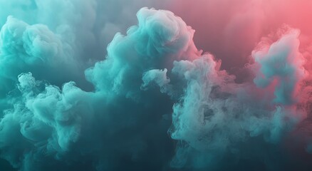 Dark Background with Vibrant Blue and Green Smoke in Atmospheric Palette