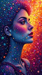 Vibrant Pointillism Painting Rainbow Colors