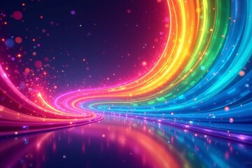 Fototapeta premium Vibrant rainbow swirls and arcs creating a dynamic backdrop, background, dynamic, rainbow