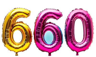 Colorful balloons shaped numbers 660. Birthday party decoration