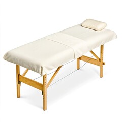 Comfortable Massage Bed with Soft Cover and Headrest Cushion, Spa and massage shop equipment and tools concept.