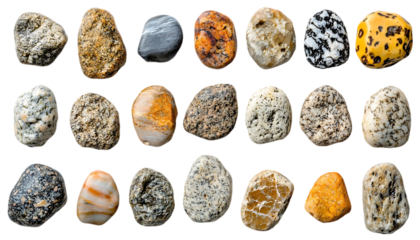 Polished stones, various colors and patterns. Natural treasures. Use in jewelry, decor, or art