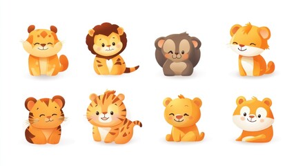 Fototapeta premium Cute cartoon animal illustrations.