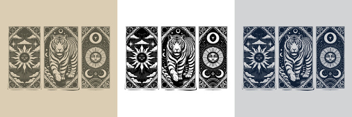 alpha tiger vector playing card tattoo design