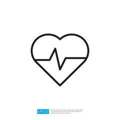 Heart Icon with Pulse Line Symbolizing Medical Health Monitoring and Wellness in Modern Graphic Design