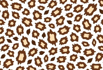 Vector Leopard Pattern: Two-Toned Brown and Beige, Spaced Out Spots on White - Flat Design

