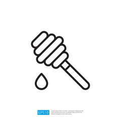 Honey Dripping From A Wooden Spoon Icon Symbolizing Nature's Sweetness And Wellness In Culinary Applications