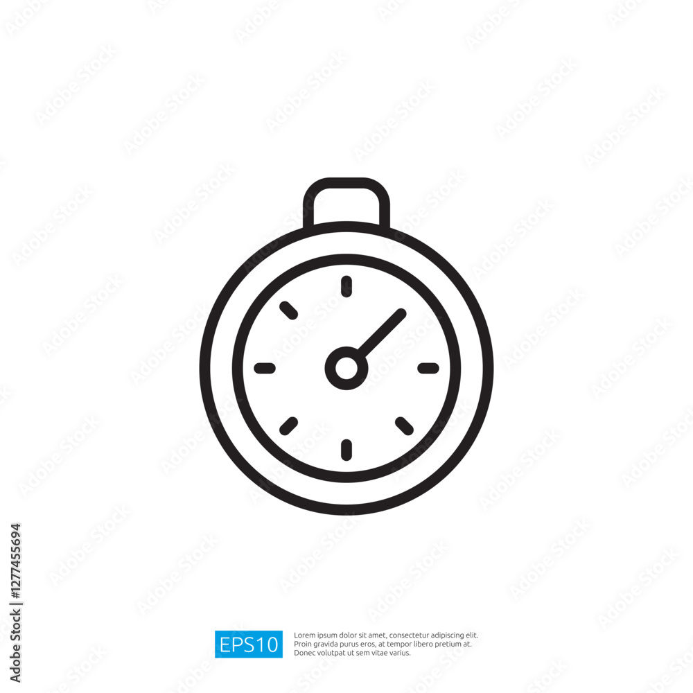 Poster simple outline icon of a stopwatch timer for measuring time and progress in various activities and s