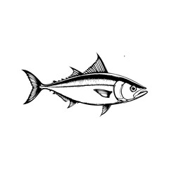 Tuna fish icons isolated on white background. Design elements for logo, label, emblem, sign, badge. Vector illustration.