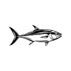 Tuna fish icons isolated on white background. Design elements for logo, label, emblem, sign, badge. Vector illustration.