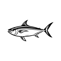 Vector illustrations of tuna. Monochrome design.