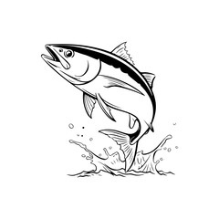 Vector illustrations of tuna. Monochrome design.